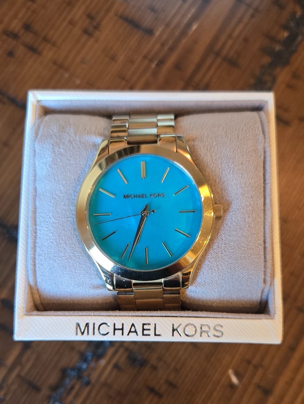 Michael Kors Gold Watch with Turquoise Dial